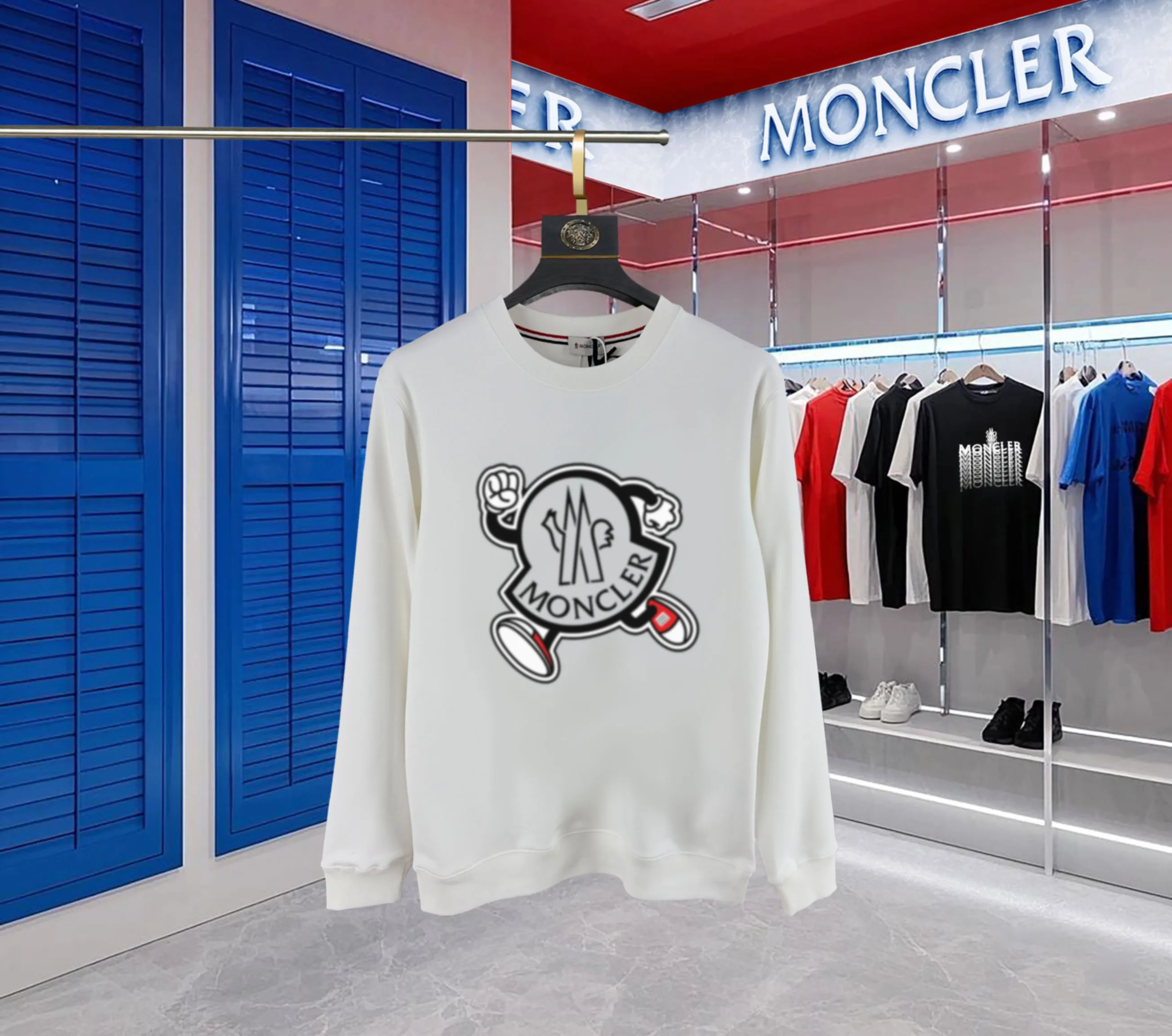 【 In Stock】 〖 𝐌𝐎𝐍𝐂𝐋𝐄𝐑~ 〗 440g ， 😎 ， ， Factory 2025 T ， ， Premium LOGO， Same Style ：Black White Size：S M L XL 2XL